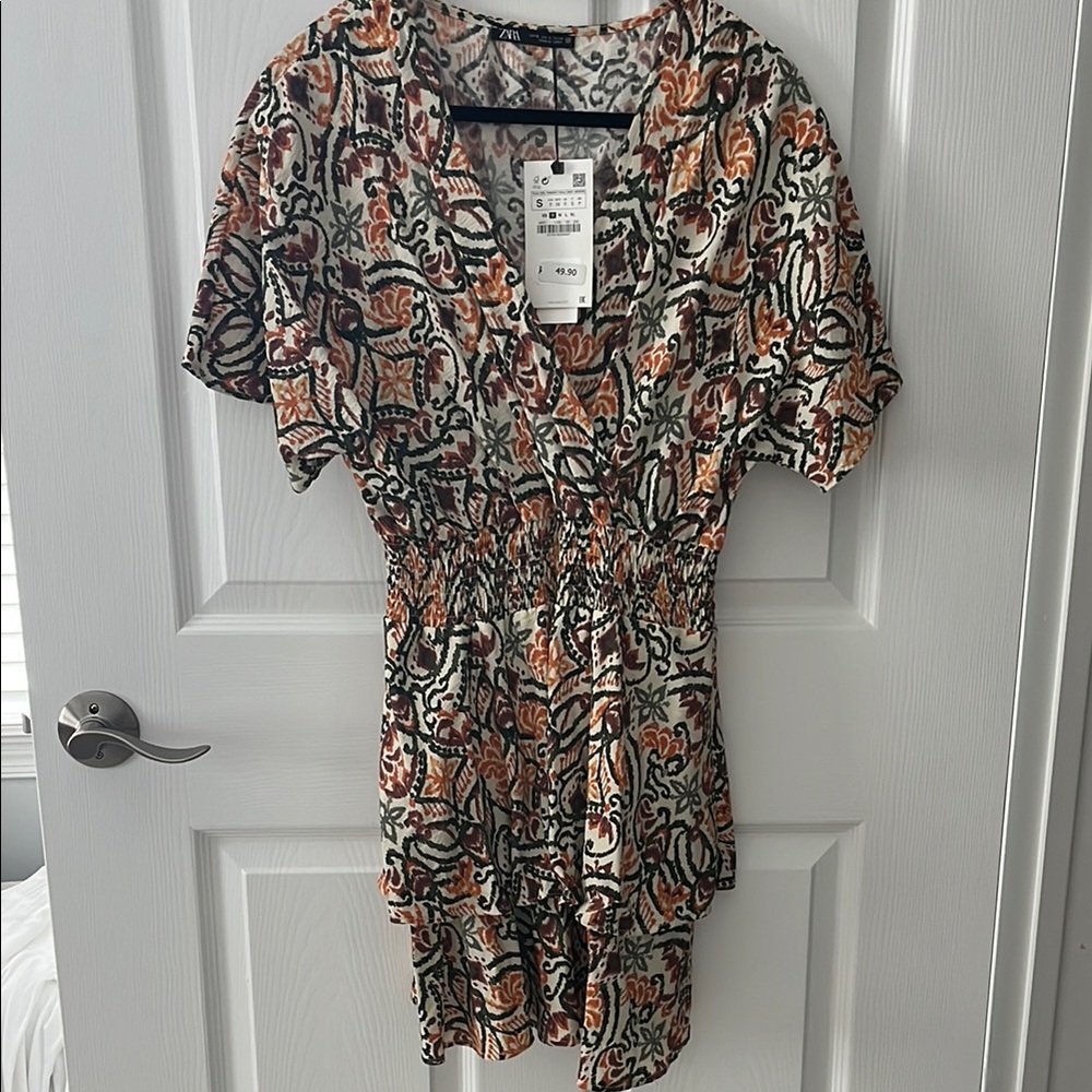 Zara Brown and Black Ruffled Tiered Sundress